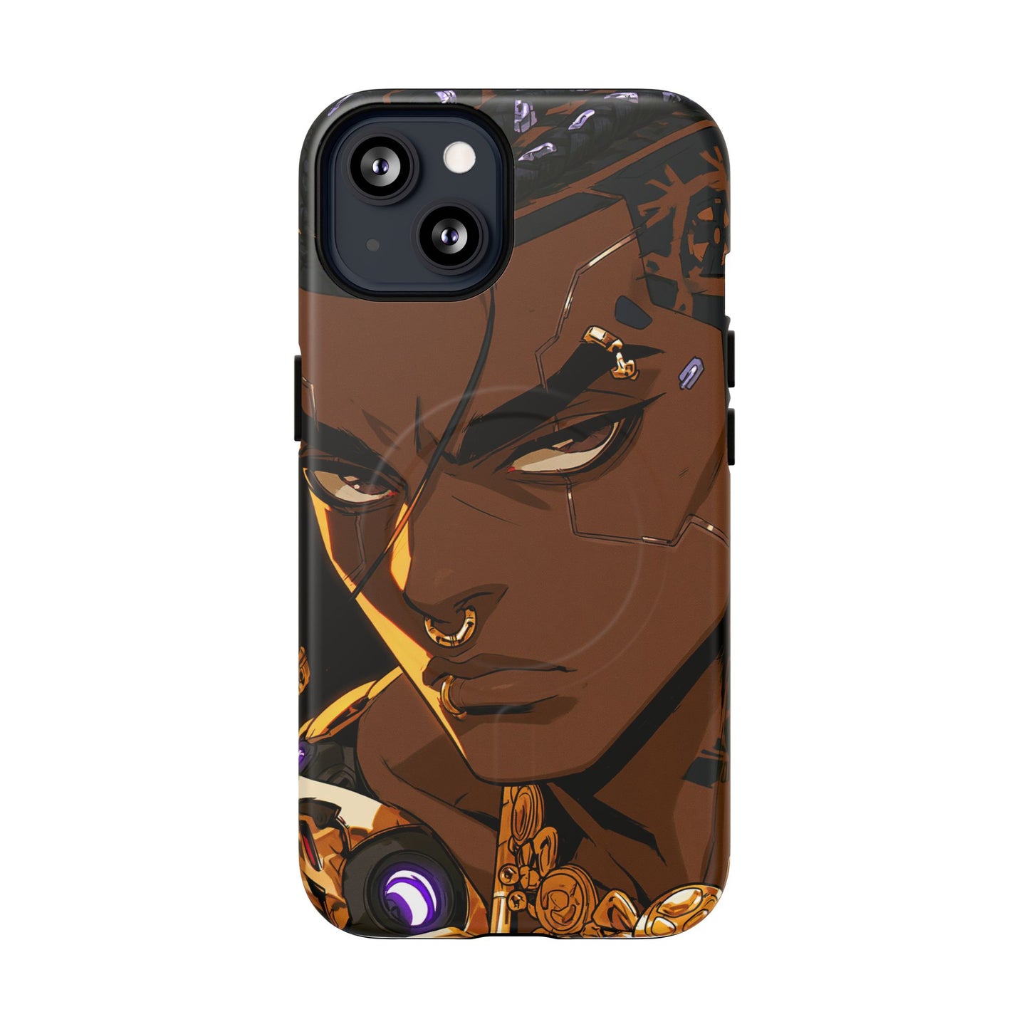 Afrofuturist Phone Case Black Owned Cyberpunk Man Art Phone Case Streetwear Gold Tribal Gift