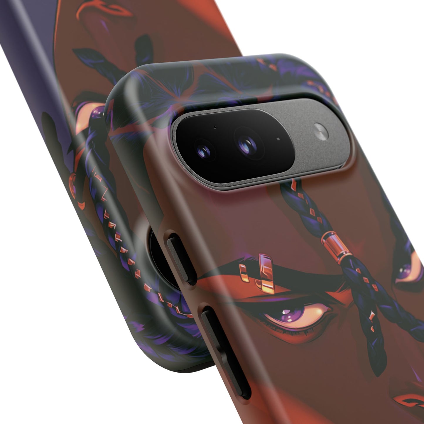 Afrofuturist Phone Case Black Owned iPhone 16 Case Cyberpunk Warrior Art Cultural Gift Tough Case