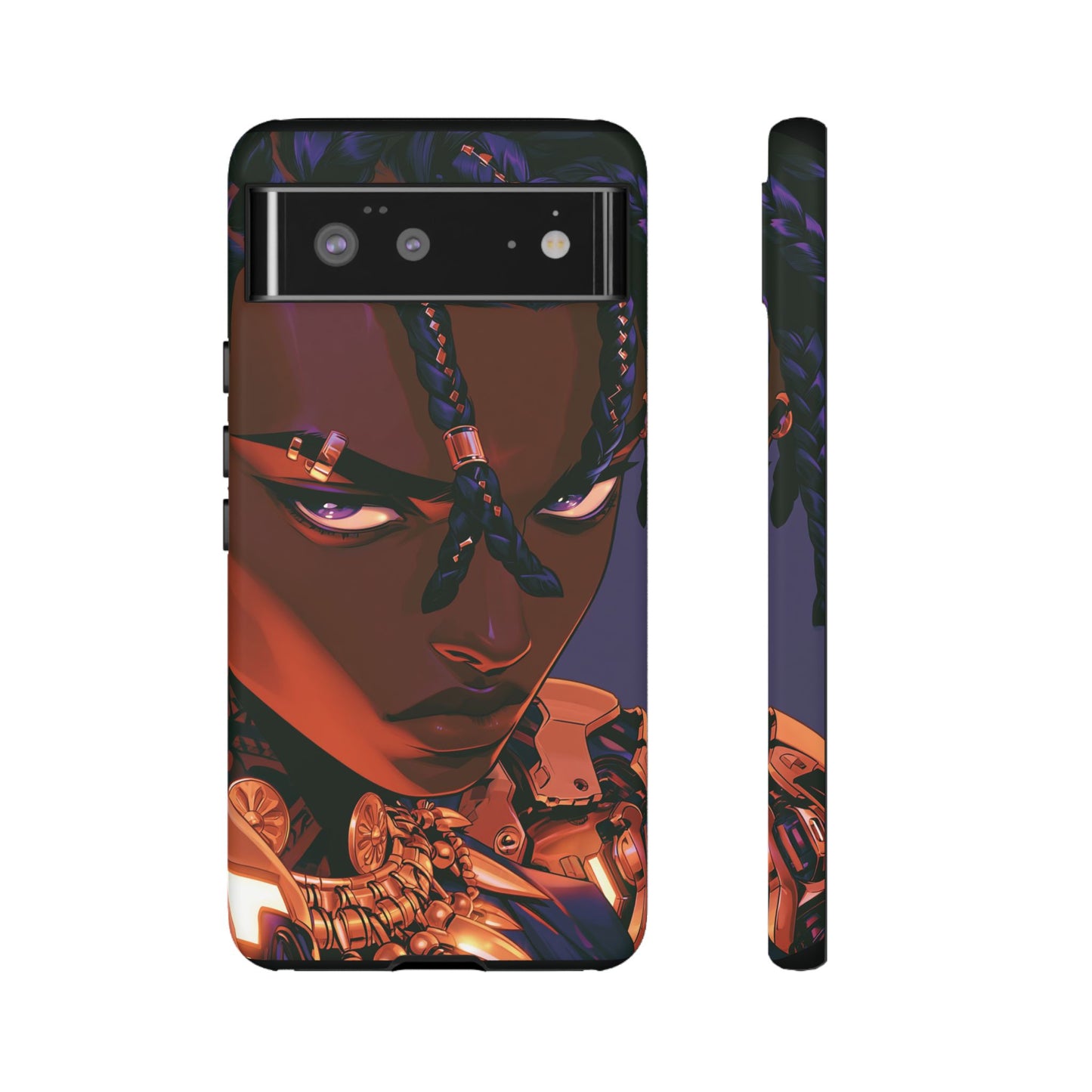 Afrofuturist Phone Case Black Owned iPhone 16 Case Cyberpunk Warrior Art Cultural Gift Tough Case