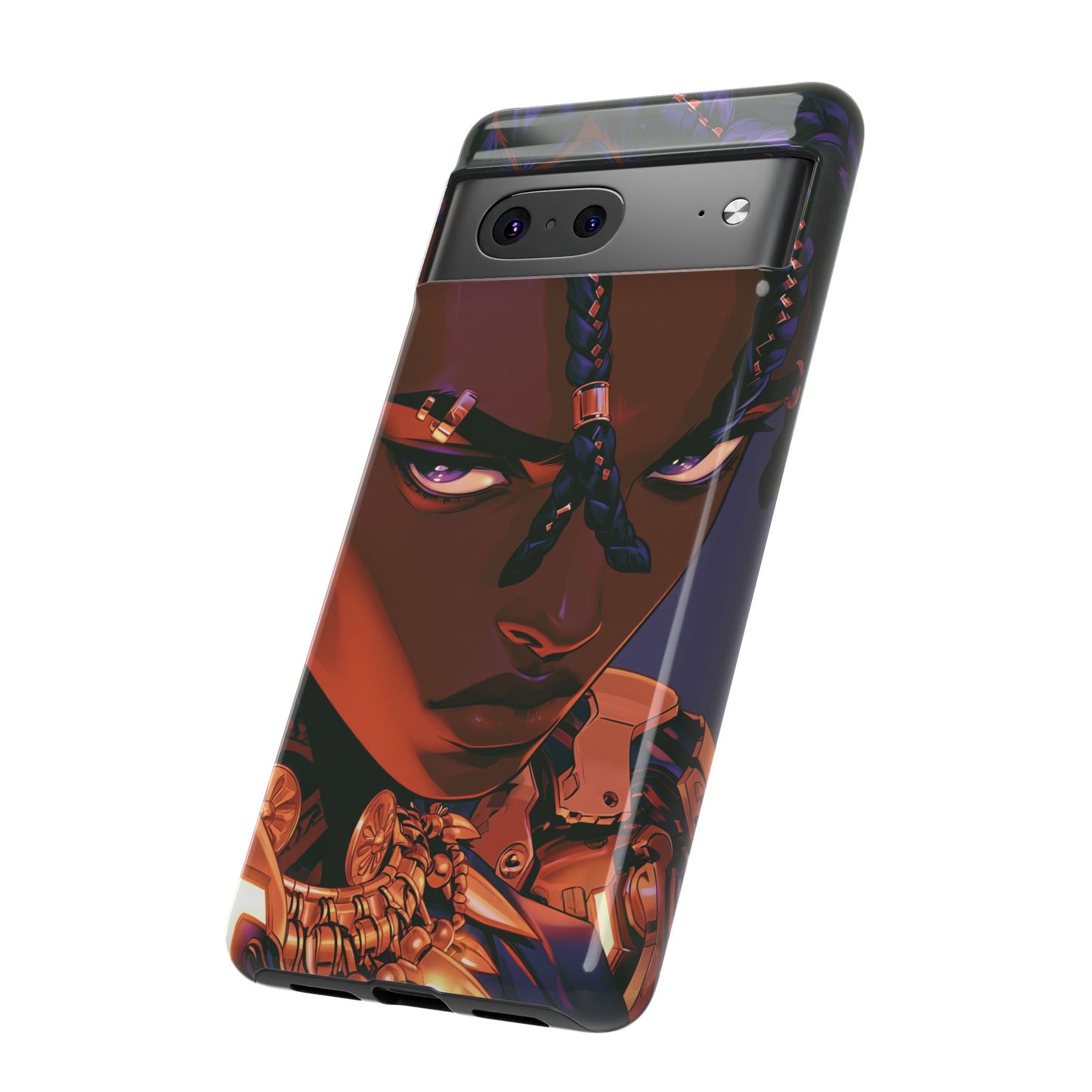 Afrofuturist Phone Case Black Owned iPhone 16 Case Cyberpunk Warrior Art Cultural Gift Tough Case