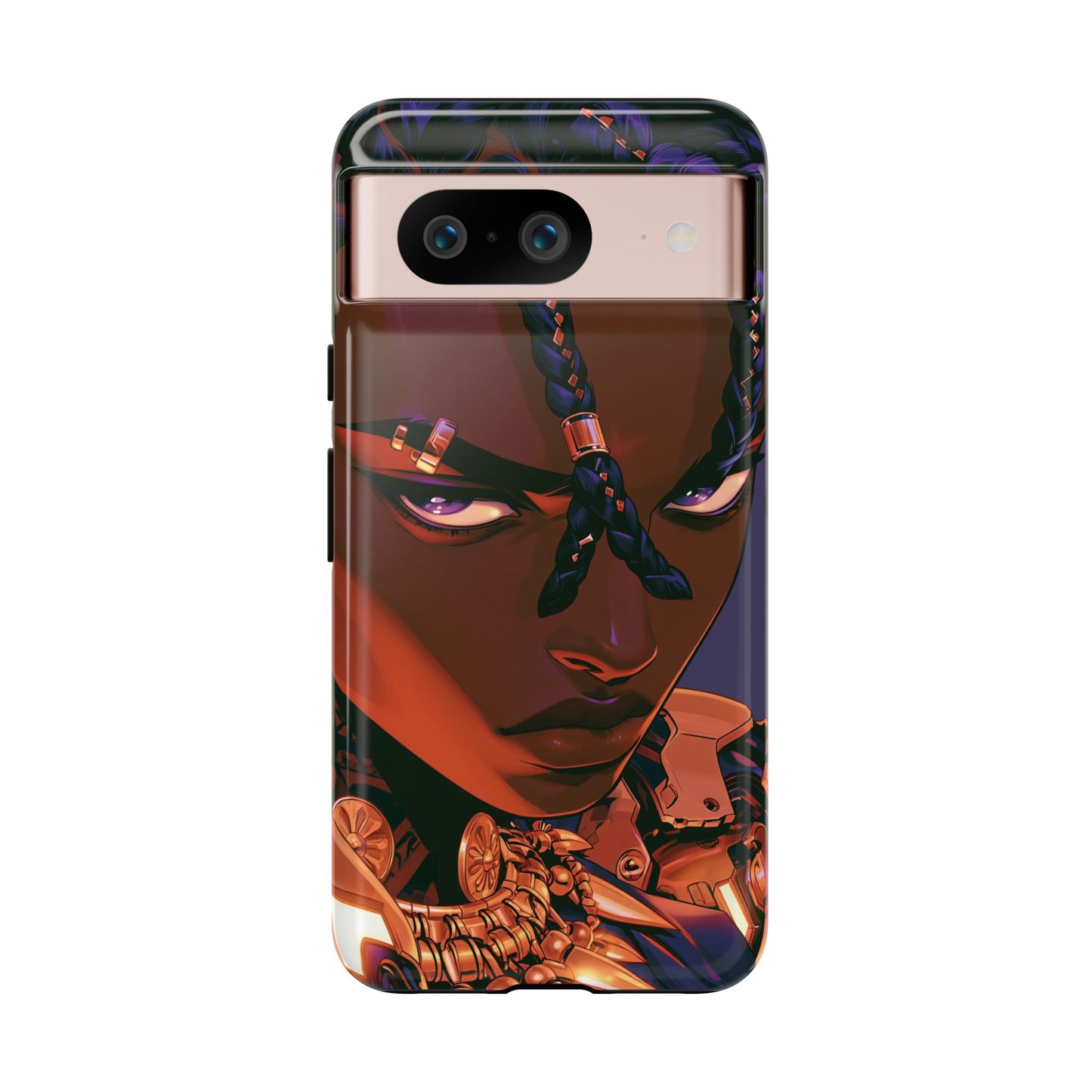 Afrofuturist Phone Case Black Owned iPhone 16 Case Cyberpunk Warrior Art Cultural Gift Tough Case