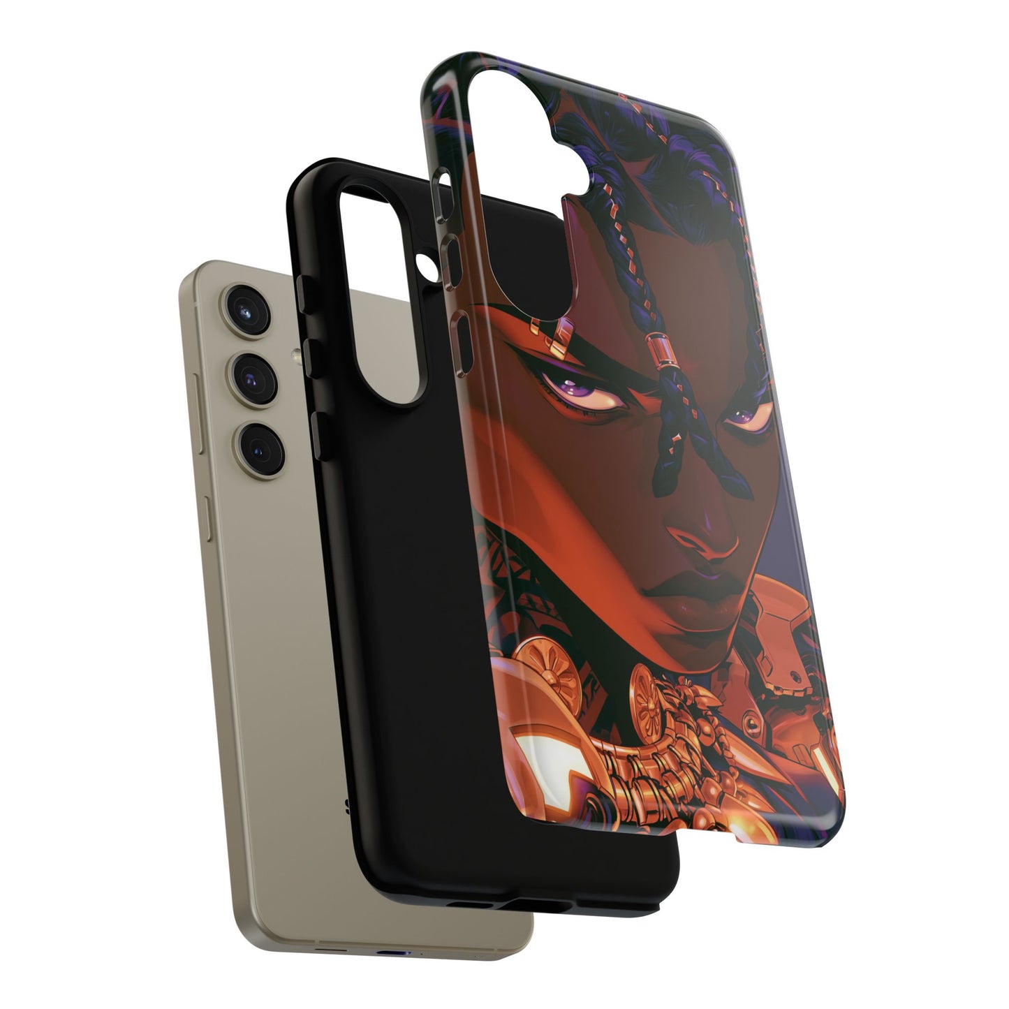 Afrofuturist Phone Case Black Owned iPhone 16 Case Cyberpunk Warrior Art Cultural Gift Tough Case