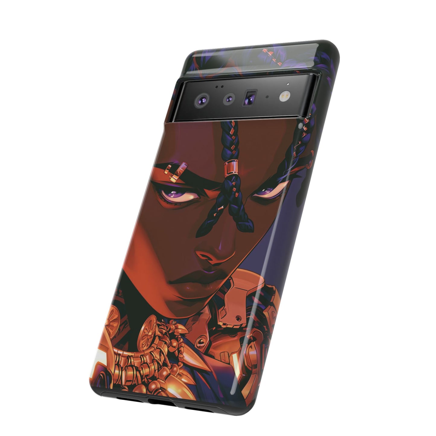 Afrofuturist Phone Case Black Owned iPhone 16 Case Cyberpunk Warrior Art Cultural Gift Tough Case