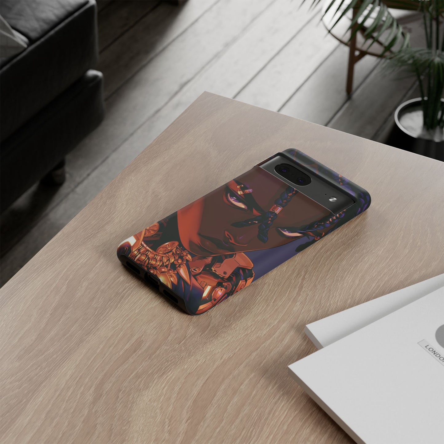 Afrofuturist Phone Case Black Owned iPhone 16 Case Cyberpunk Warrior Art Cultural Gift Tough Case