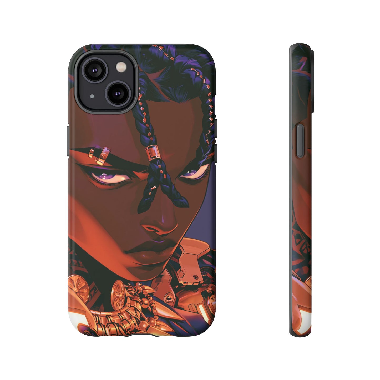 Afrofuturist Phone Case Black Owned iPhone 16 Case Cyberpunk Warrior Art Cultural Gift Tough Case
