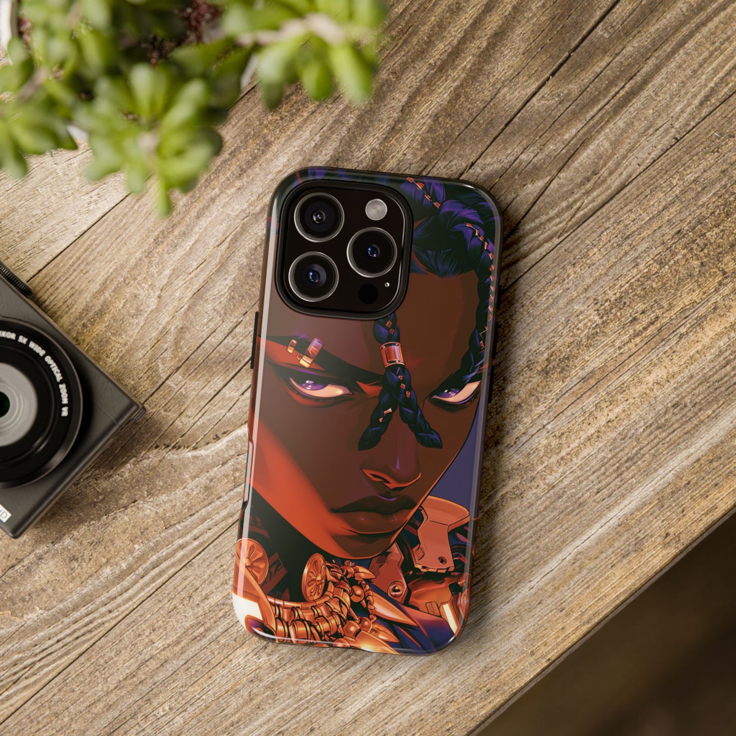 Afrofuturist Phone Case Black Owned iPhone 16 Case Cyberpunk Warrior Art Cultural Gift Tough Case