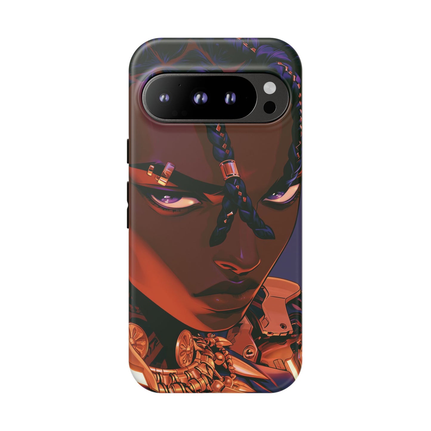 Afrofuturist Phone Case Black Owned iPhone 16 Case Cyberpunk Warrior Art Cultural Gift Tough Case