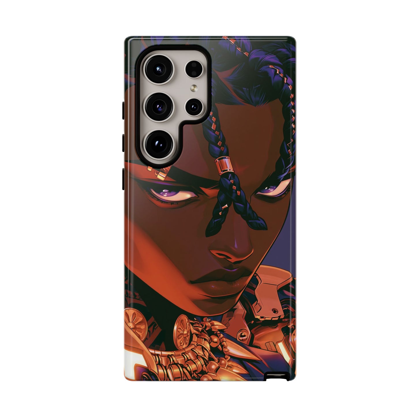 Afrofuturist Phone Case Black Owned iPhone 16 Case Cyberpunk Warrior Art Cultural Gift Tough Case
