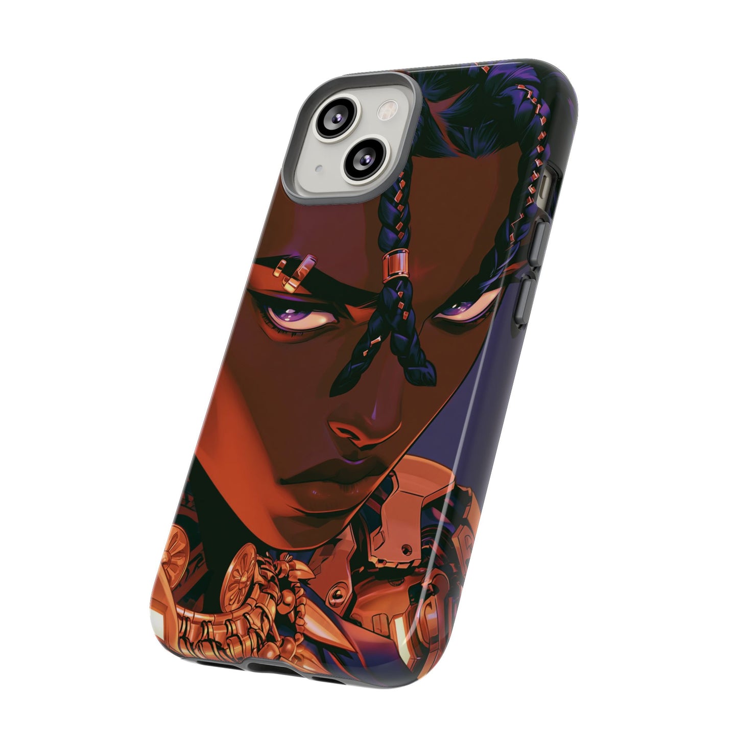 Afrofuturist Phone Case Black Owned iPhone 16 Case Cyberpunk Warrior Art Cultural Gift Tough Case