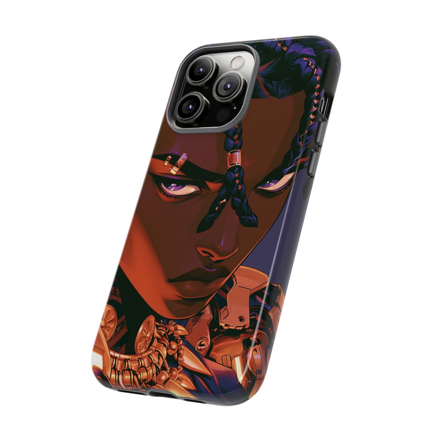 Afrofuturist Phone Case Black Owned iPhone 16 Case Cyberpunk Warrior Art Cultural Gift Tough Case
