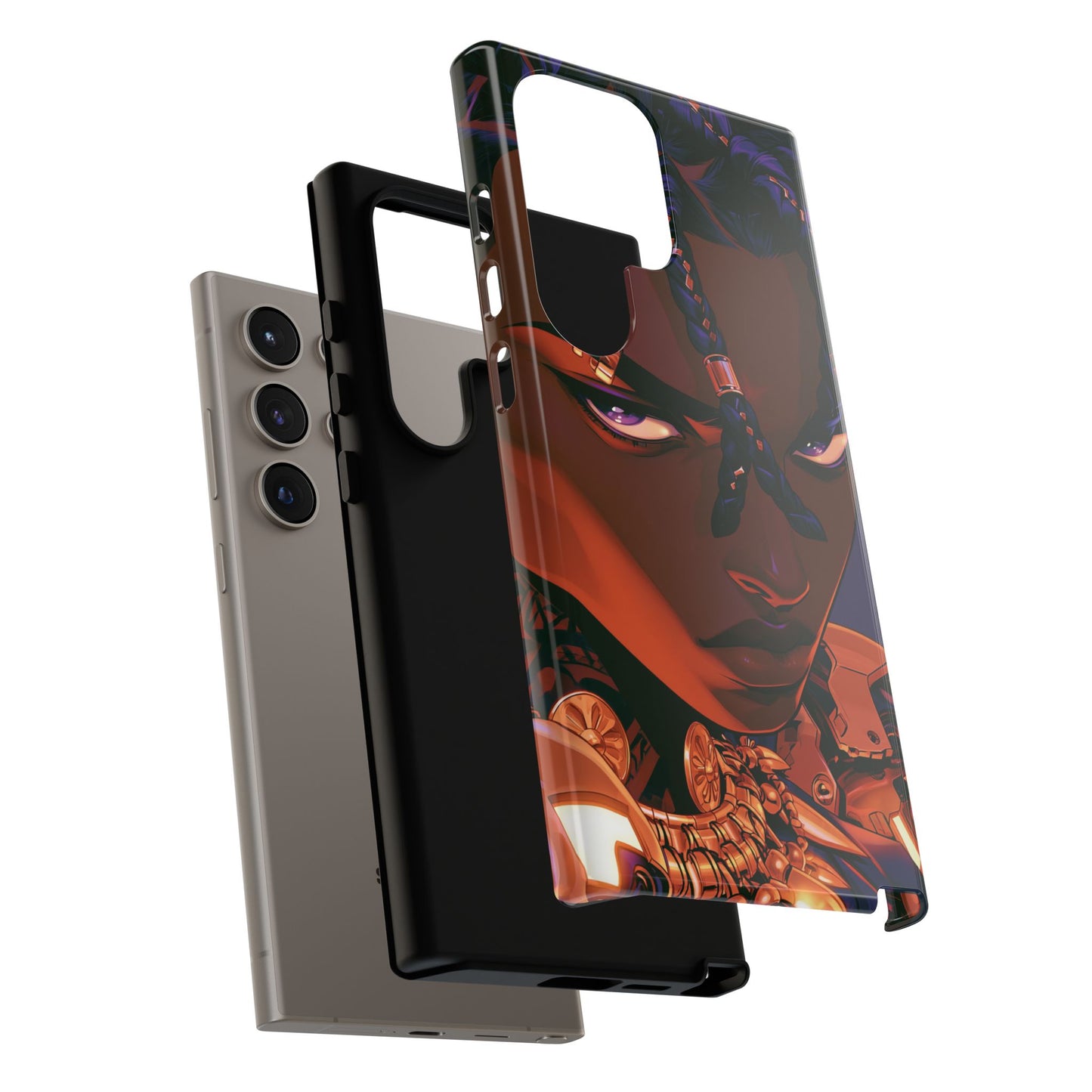 Afrofuturist Phone Case Black Owned iPhone 16 Case Cyberpunk Warrior Art Cultural Gift Tough Case