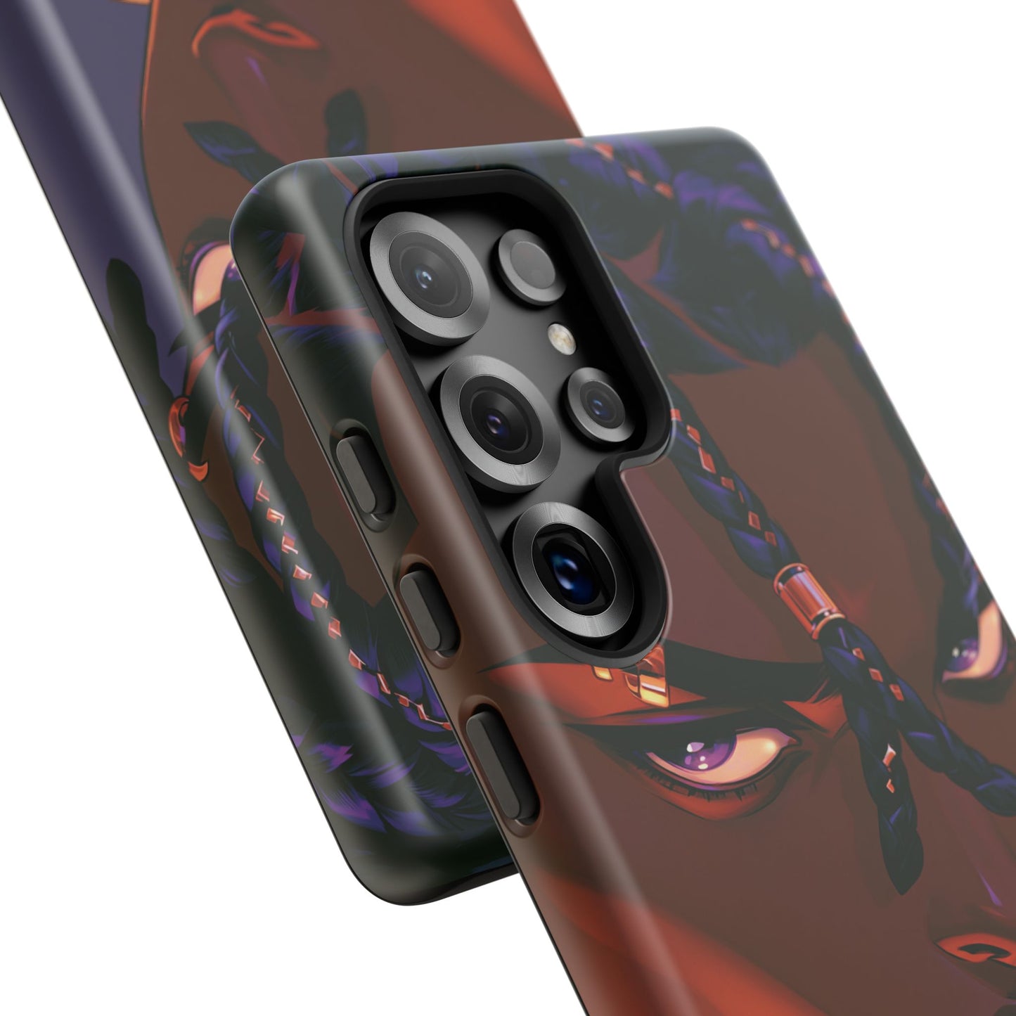 Afrofuturist Phone Case Black Owned iPhone 16 Case Cyberpunk Warrior Art Cultural Gift Tough Case