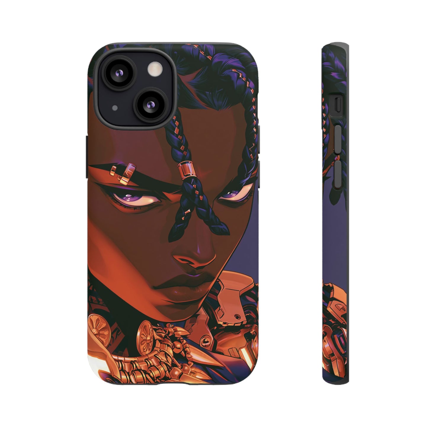 Afrofuturist Phone Case Black Owned iPhone 16 Case Cyberpunk Warrior Art Cultural Gift Tough Case