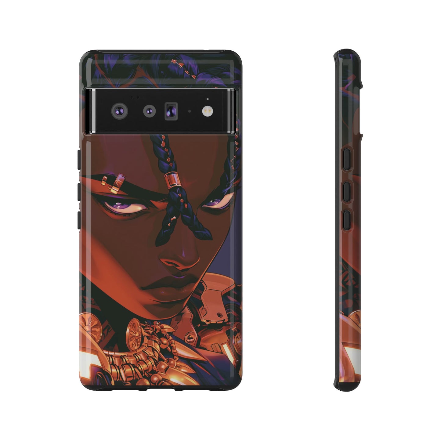 Afrofuturist Phone Case Black Owned iPhone 16 Case Cyberpunk Warrior Art Cultural Gift Tough Case