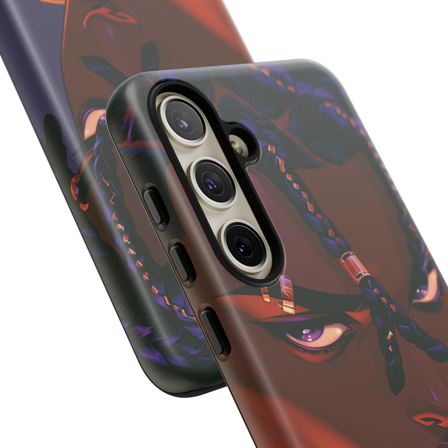 Afrofuturist Phone Case Black Owned iPhone 16 Case Cyberpunk Warrior Art Cultural Gift Tough Case