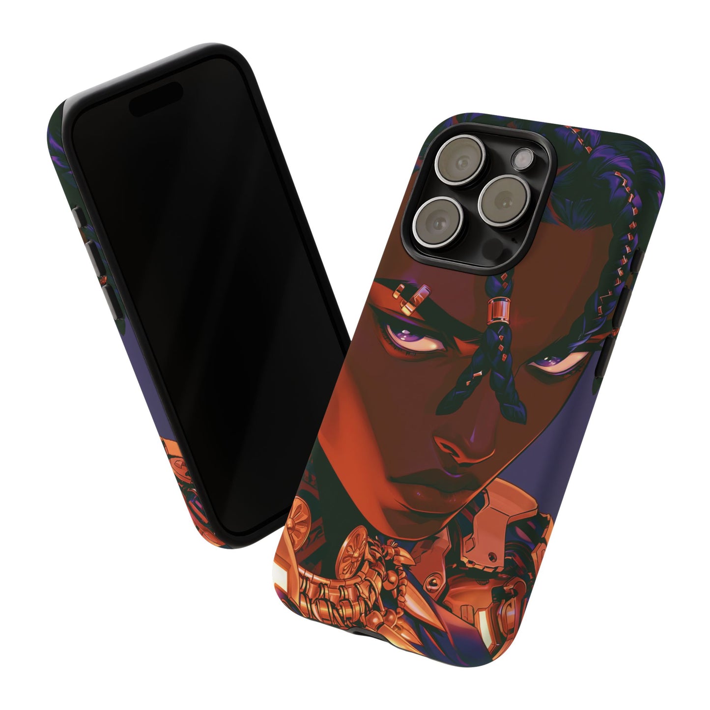 Afrofuturist Phone Case Black Owned iPhone 16 Case Cyberpunk Warrior Art Cultural Gift Tough Case