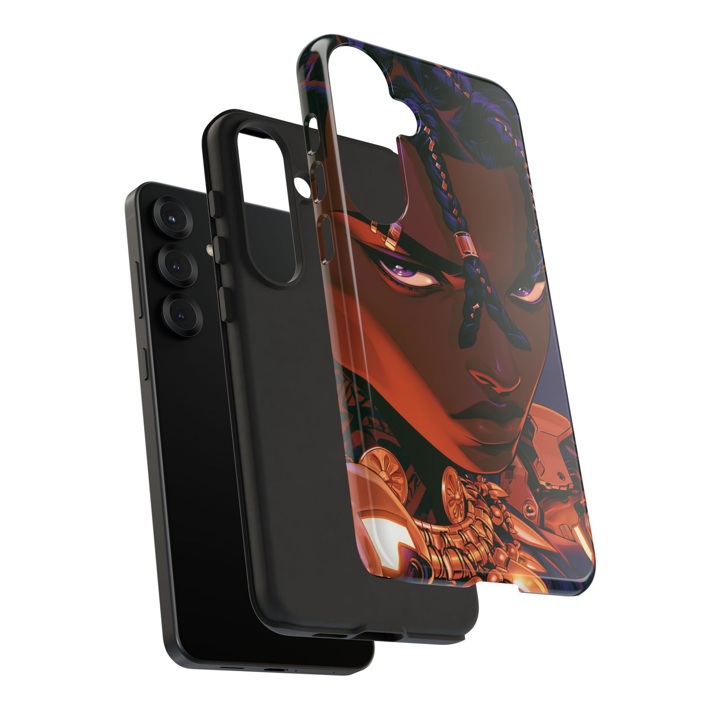 Afrofuturist Phone Case Black Owned iPhone 16 Case Cyberpunk Warrior Art Cultural Gift Tough Case