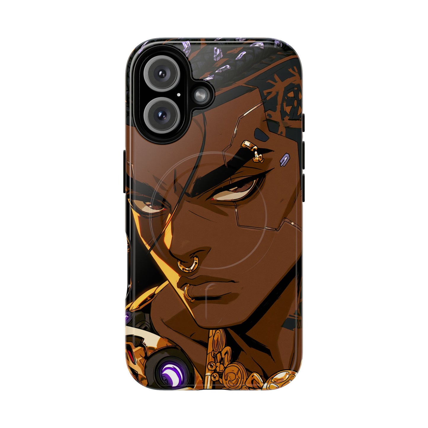 Afrofuturist Phone Case Black Owned Cyberpunk Man Art Phone Case Streetwear Gold Tribal Gift