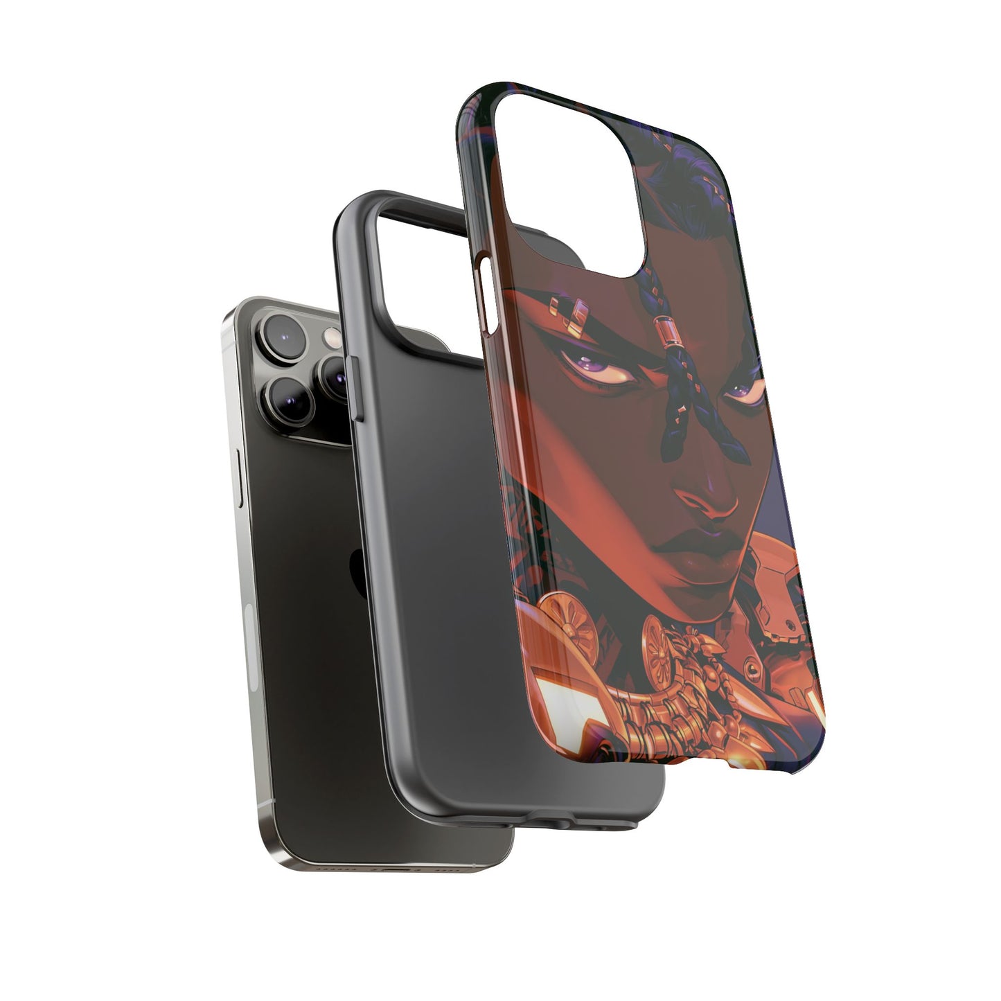 Afrofuturist Phone Case Black Owned iPhone 16 Case Cyberpunk Warrior Art Cultural Gift Tough Case
