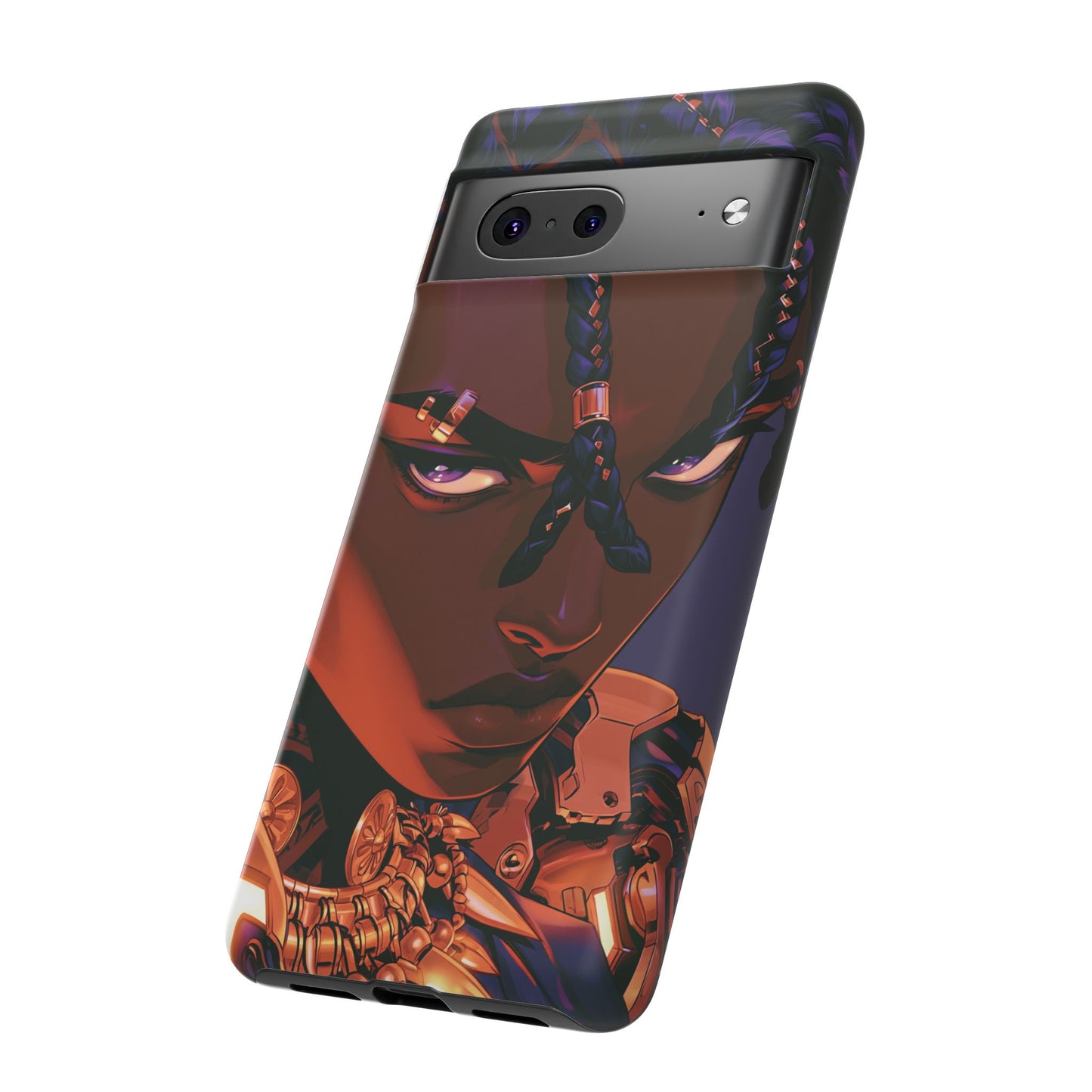 Afrofuturist Phone Case Black Owned iPhone 16 Case Cyberpunk Warrior Art Cultural Gift Tough Case
