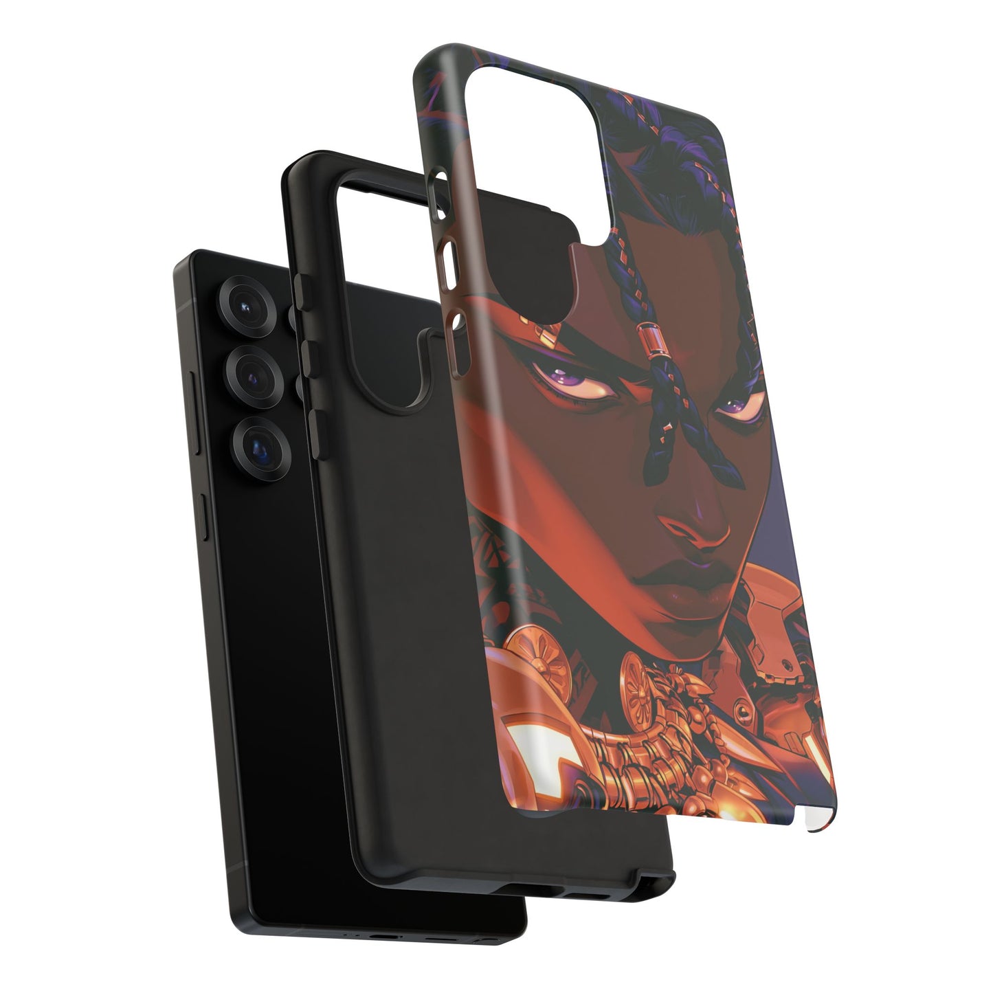 Afrofuturist Phone Case Black Owned iPhone 16 Case Cyberpunk Warrior Art Cultural Gift Tough Case