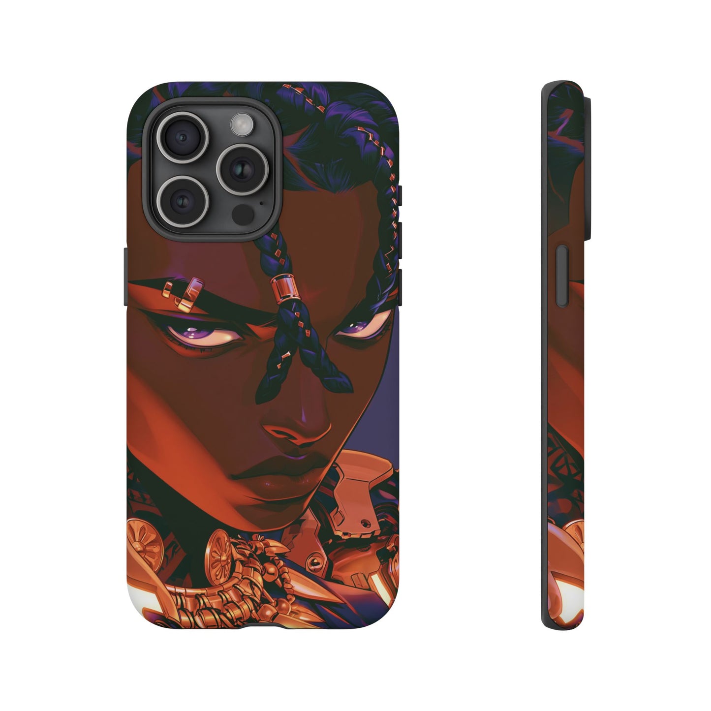 Afrofuturist Phone Case Black Owned iPhone 16 Case Cyberpunk Warrior Art Cultural Gift Tough Case