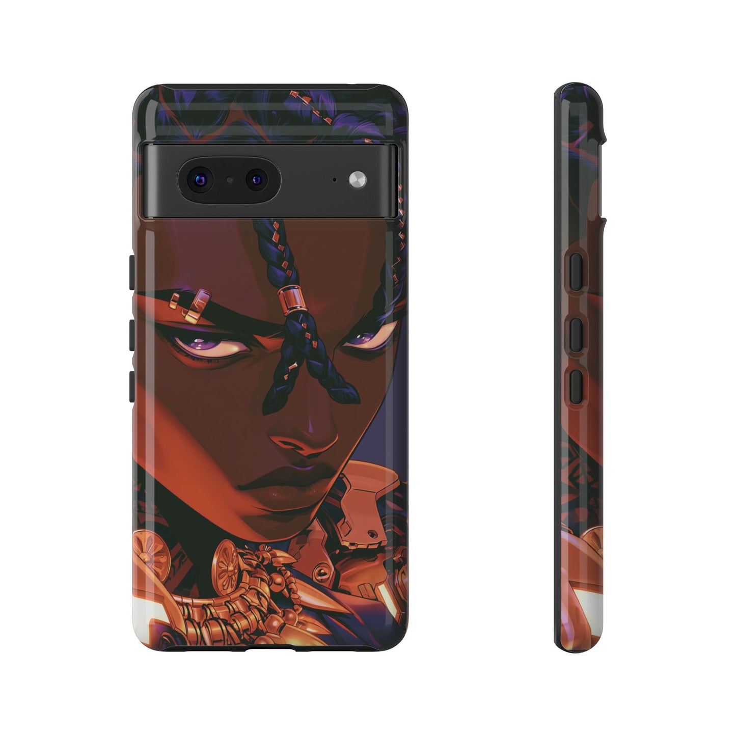 Afrofuturist Phone Case Black Owned iPhone 16 Case Cyberpunk Warrior Art Cultural Gift Tough Case