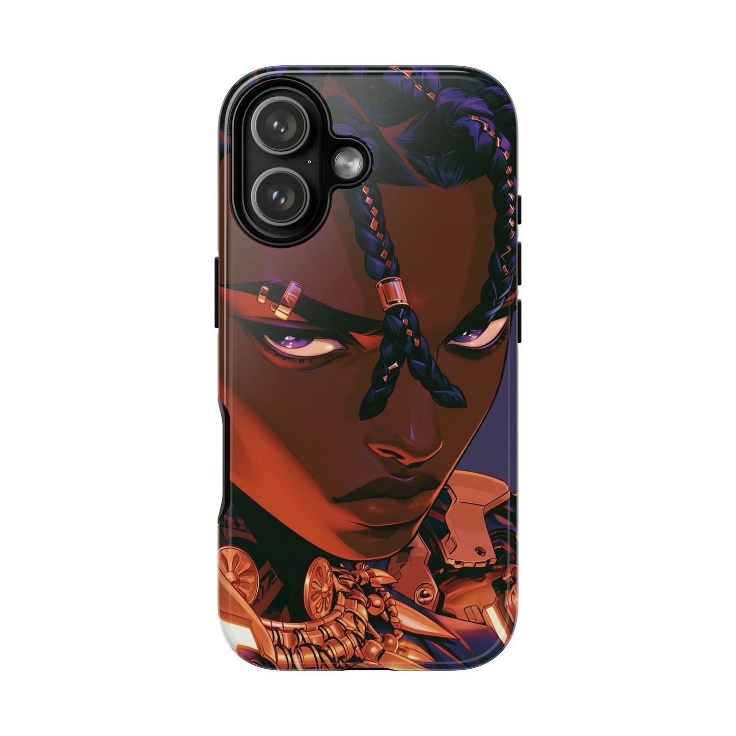 Afrofuturist Phone Case Black Owned iPhone 16 Case Cyberpunk Warrior Art Cultural Gift Tough Case
