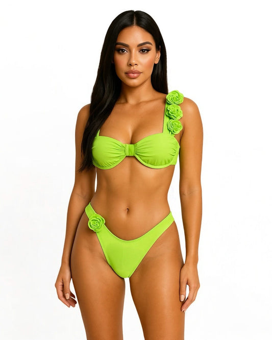 Push-up Bikini Swimsuit with Floral Design