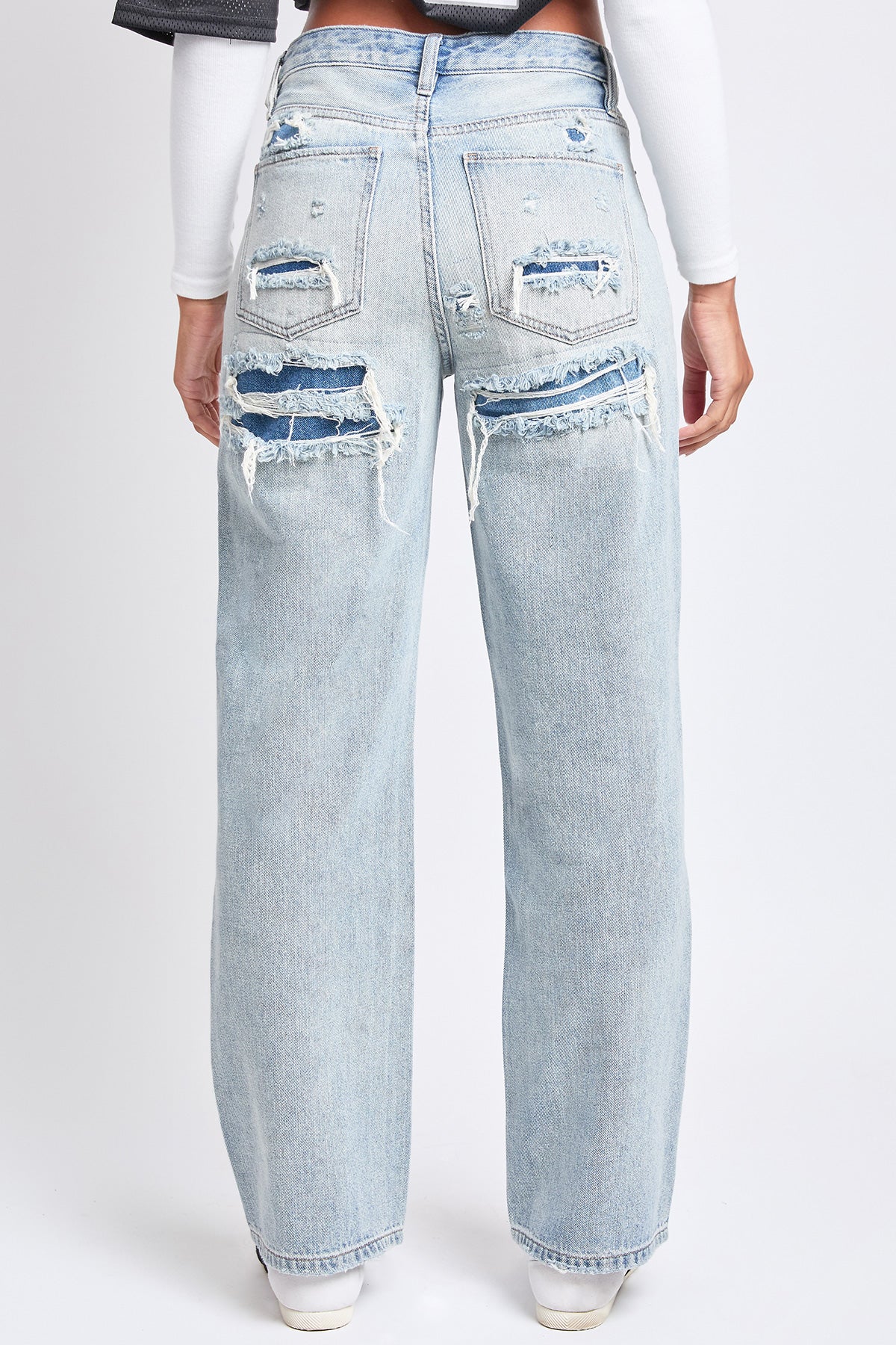 Edgy Comfort High Rise Relaxed Fit Rip Repair Jeans