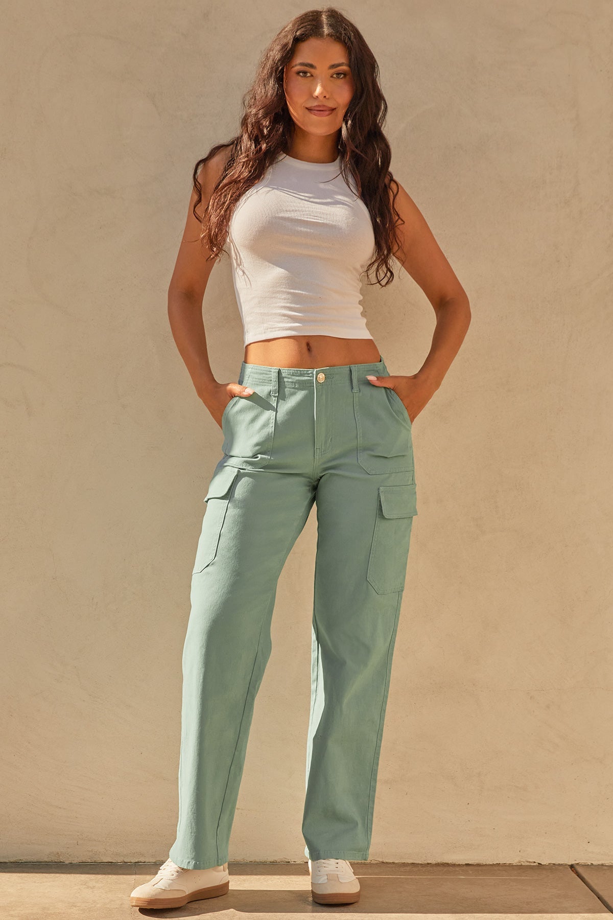 High Rise Straight Leg Cargo Pants