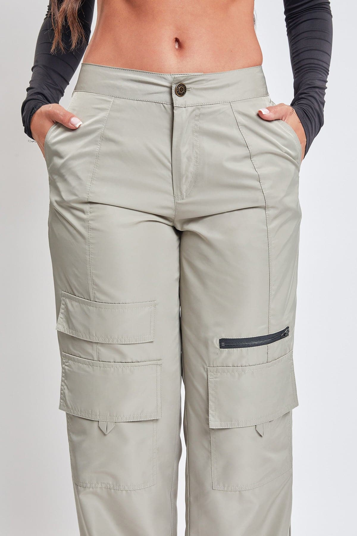 High Rise Nylon Cargo Pants