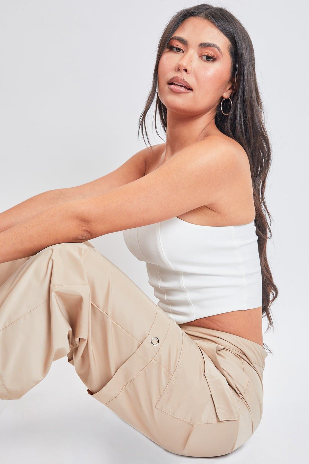 High-Rise Nylon Cargo Pants