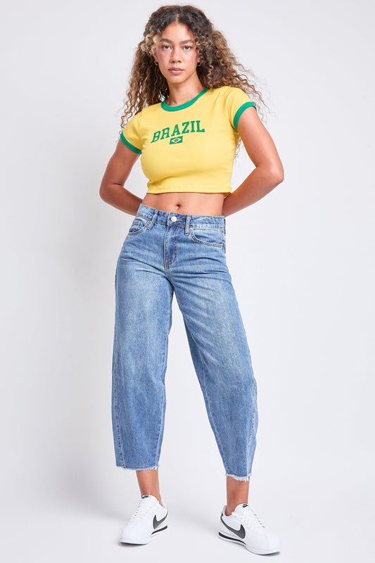 YMI Baggy Cropped Barrel Jeans