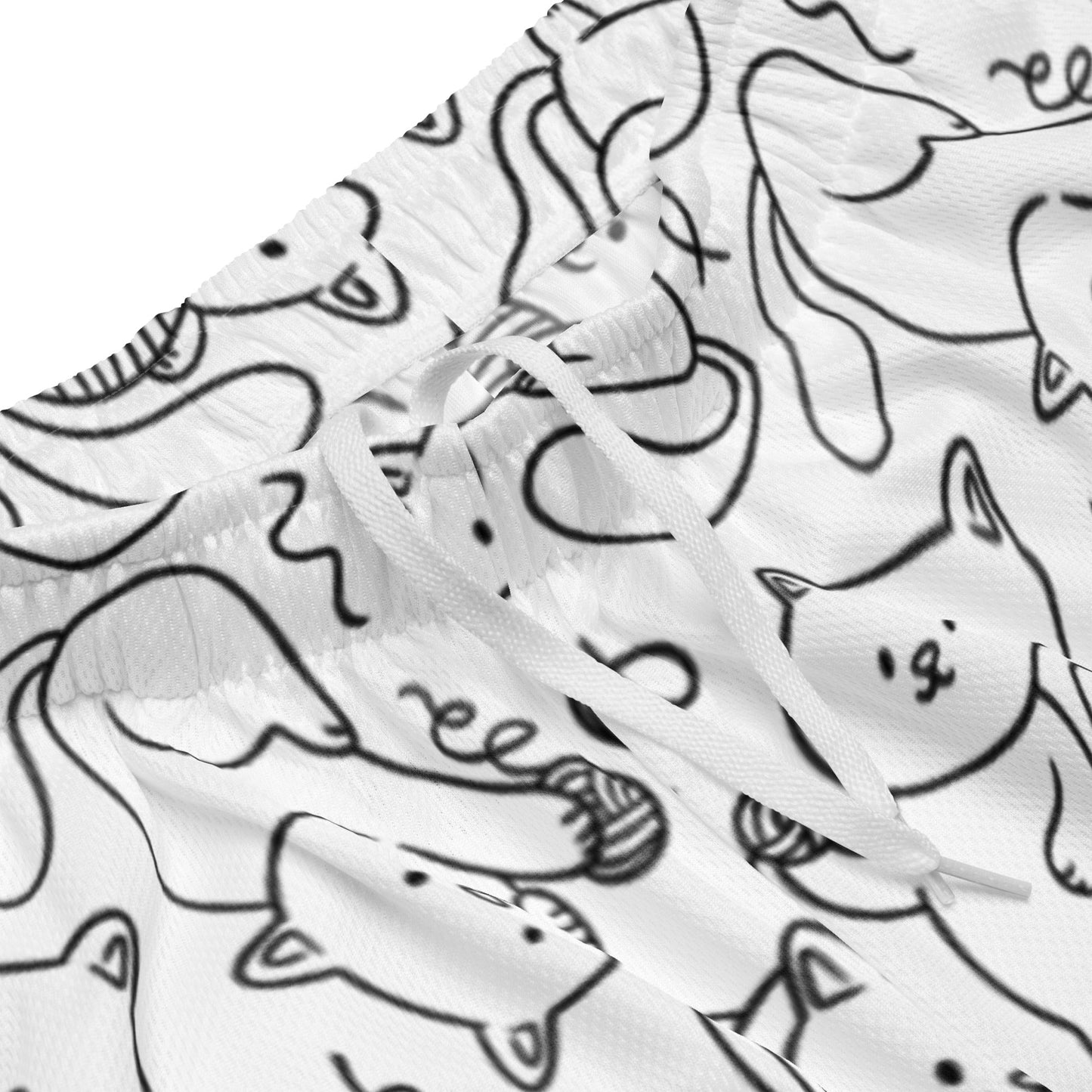 Playful Cat Mesh Shorts