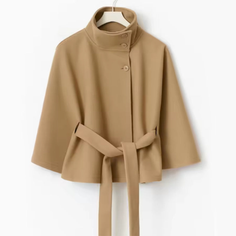 Elegant & Cozy: High Neck Batwing Trench Coat