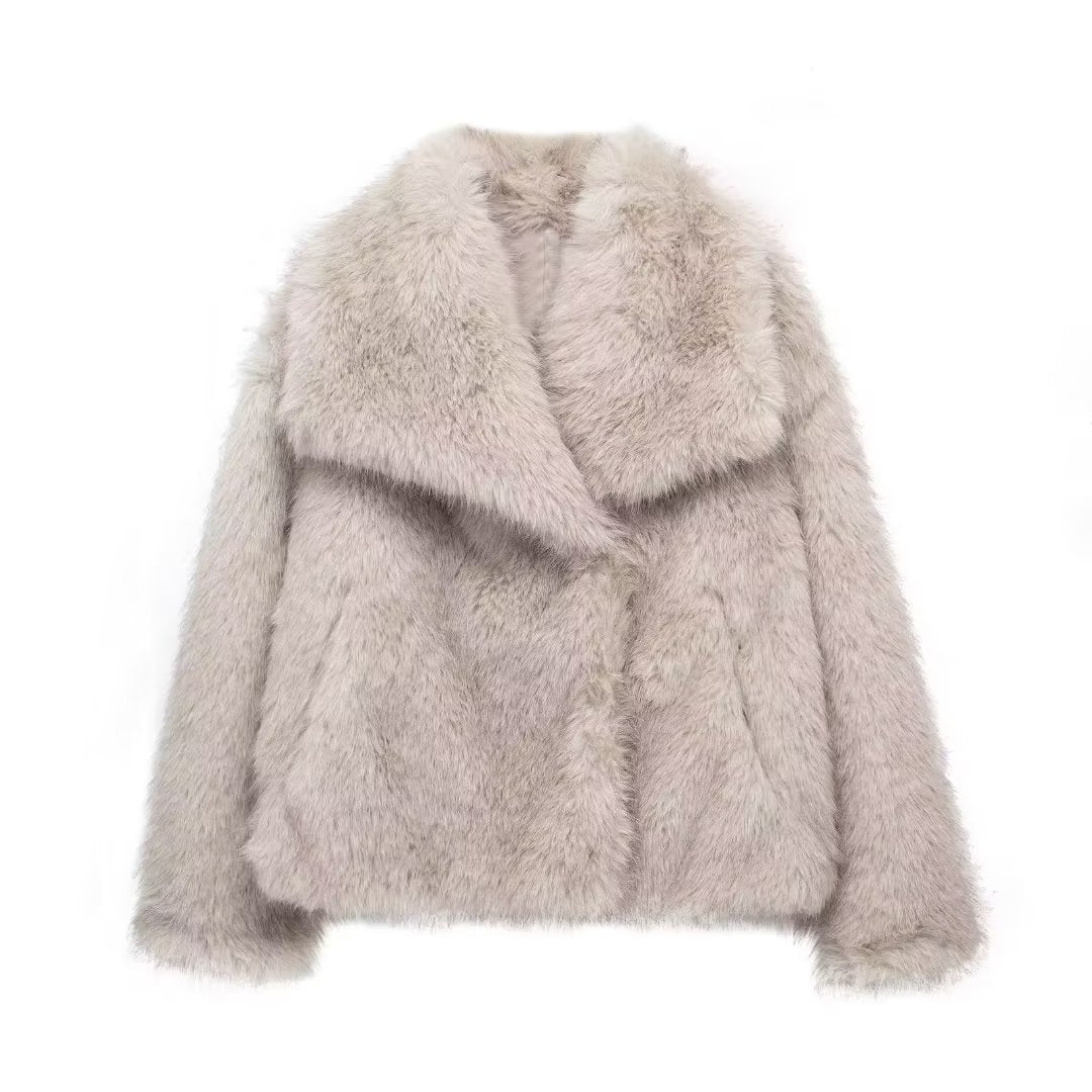 Cozy Chic: Winter Plush Fluffy Lapel Coat