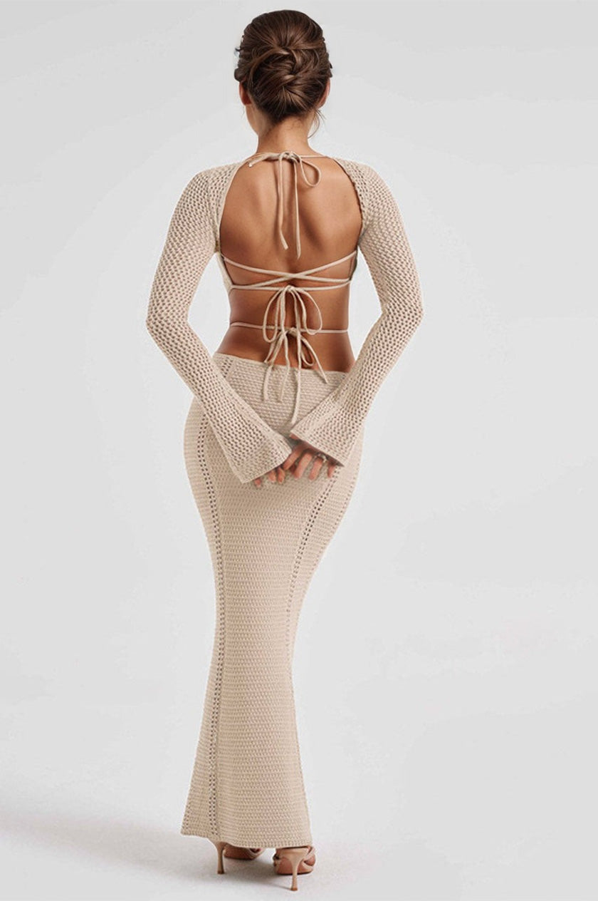Alluring Long Cocktail Dress with Strappy Details