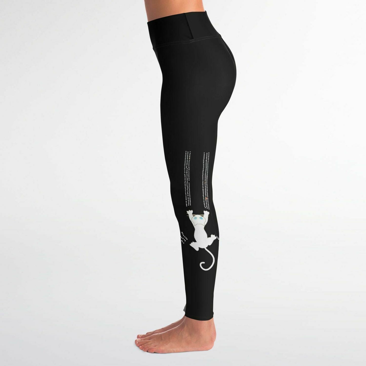 Black Cat Claw Scratch Capri Leggings Rhinestone and Glitter - Black / Cat Print / Cat Lover / Cat Pants / Cat RTS